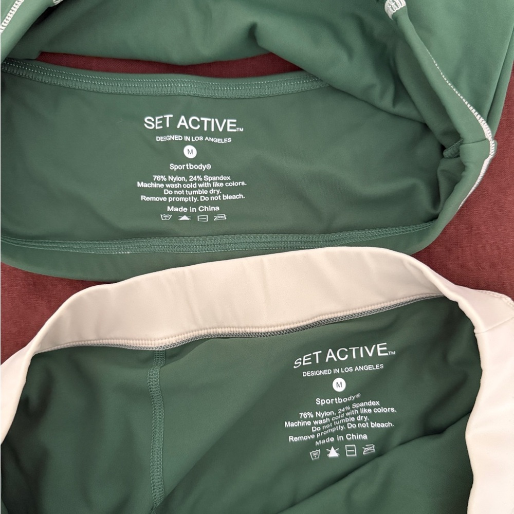 SET Active Green and White Halter Crop Top with Matching Skirt - Picture 4 of 6